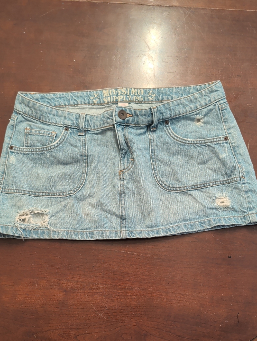 Mossimo Supply Co. Light Wash Distressed Denim Mini Skirt-Style Shorts